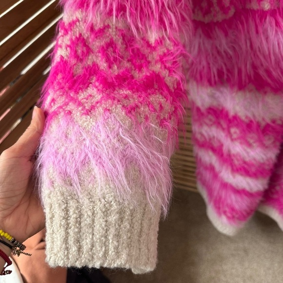 Free People Pink Hollywood Cardi At In Ivory Size L - Picture 5 of 10